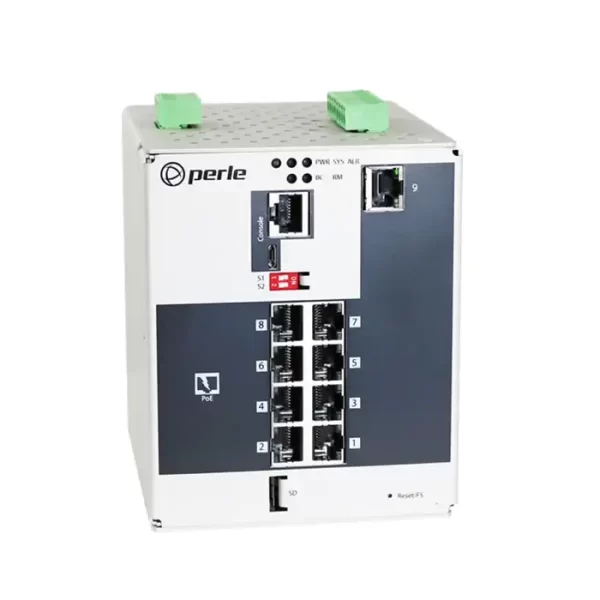 Perle IDS-509PP – Managed Industrial Gig Switch PoE+  (9 Port)