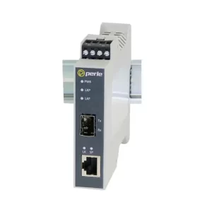 Perle SR-1000-SFP-XT DIN Rail Media Converter Industrial Gigabit Copper to Fiber Converter